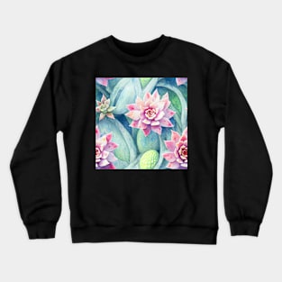 Watercolor succulent pattern Crewneck Sweatshirt